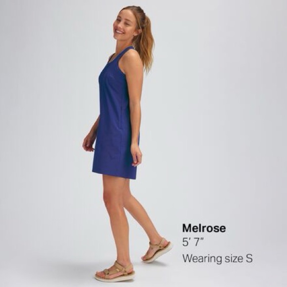 Backcountry Bright Blue On The Go Dress zip pockets watertesistant S